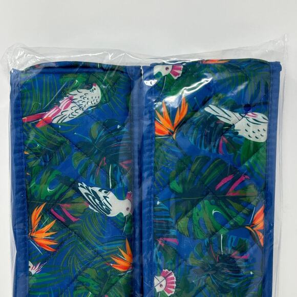 Lug Trolley 2pc - 6 Pocket Drawer Organizers Tropical Birds Parrots Blue Craft - Picture 4 of 4